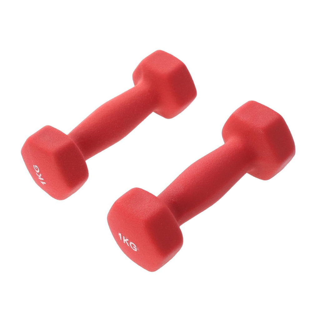 Ergonomic Hexagonal Neoprene Coated Dumbbells Red N52719