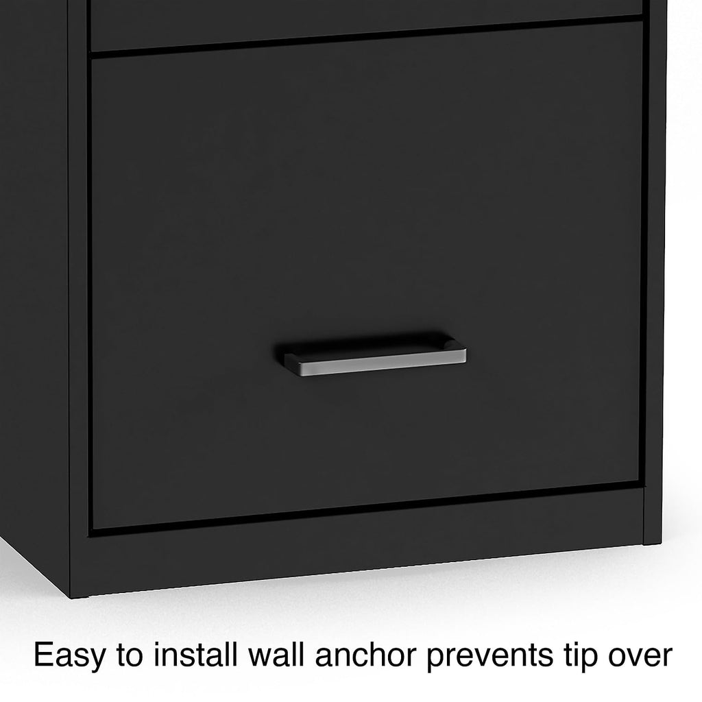 Black 3 Drawer Letter Legal Locking File Cabinet F185