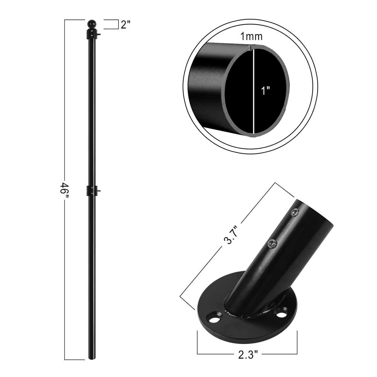 47" Stainless Steel Flag Pole Kit with Wall Mount Bracket T69838