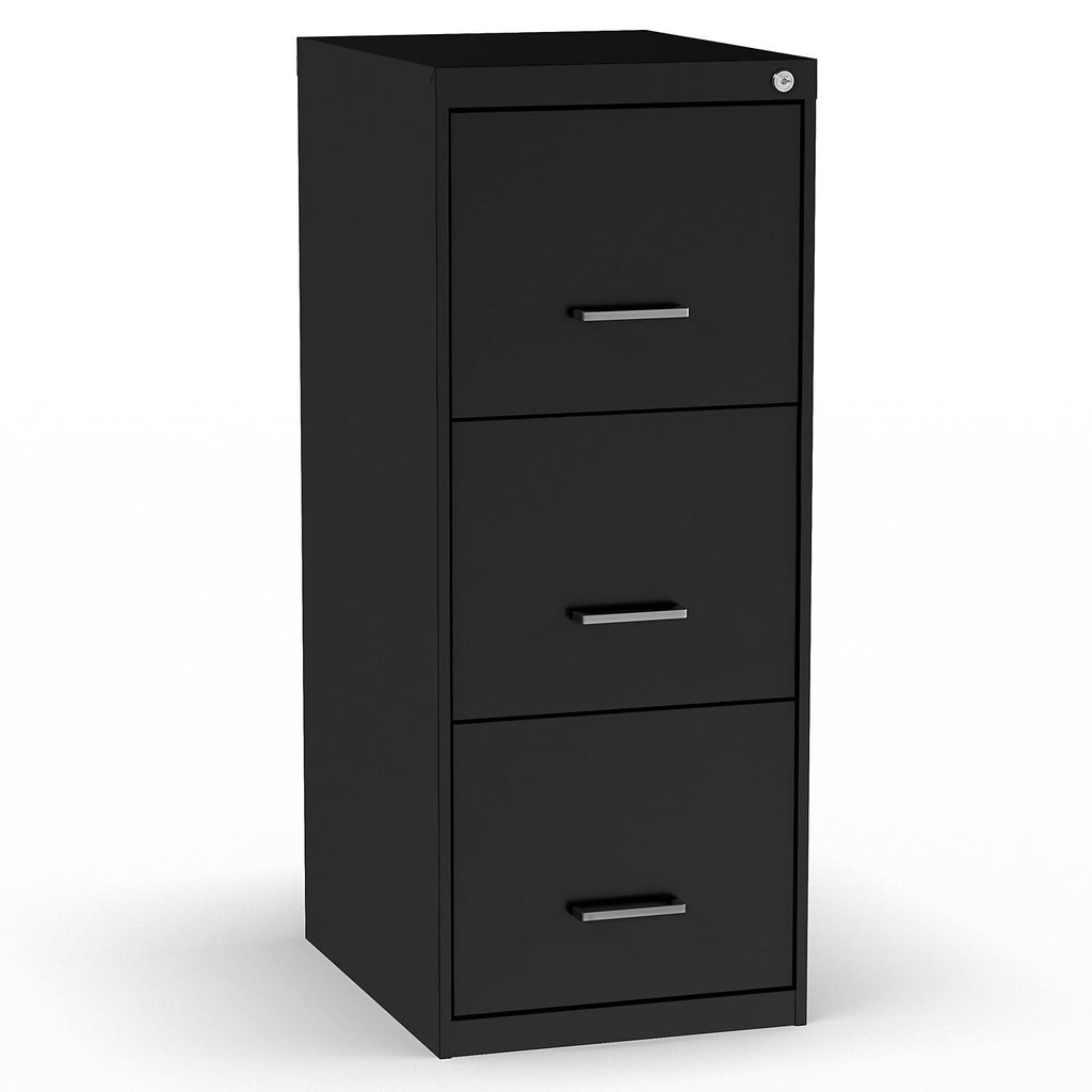 Black 3 Drawer Letter Legal Locking File Cabinet F185