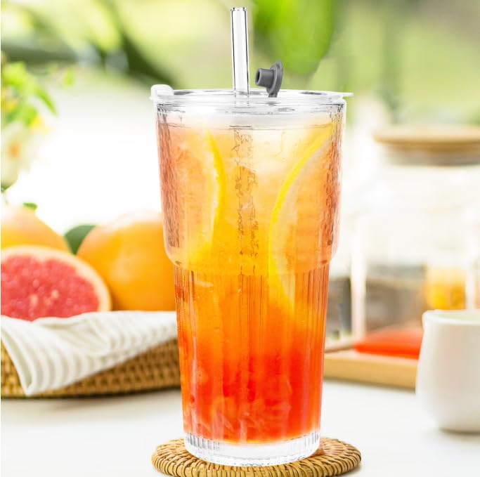 20 oz Glass Tumbler with Lid and Straw Y333815