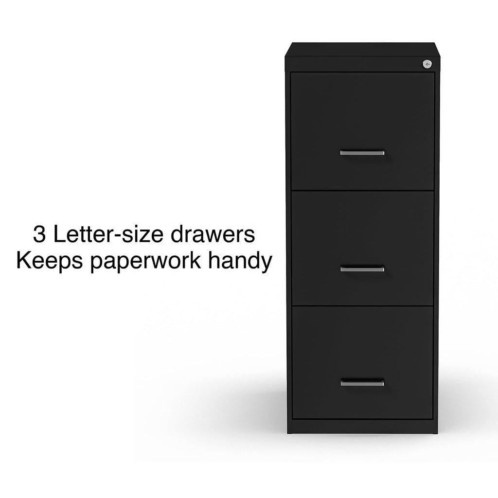Black 3 Drawer Letter Legal Locking File Cabinet F185