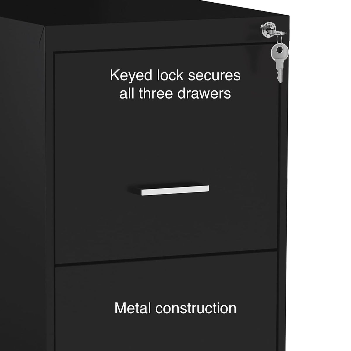 Black 3 Drawer Letter Legal Locking File Cabinet F185