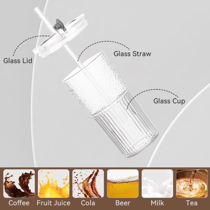 20 oz Glass Tumbler with Lid and Straw Y333815