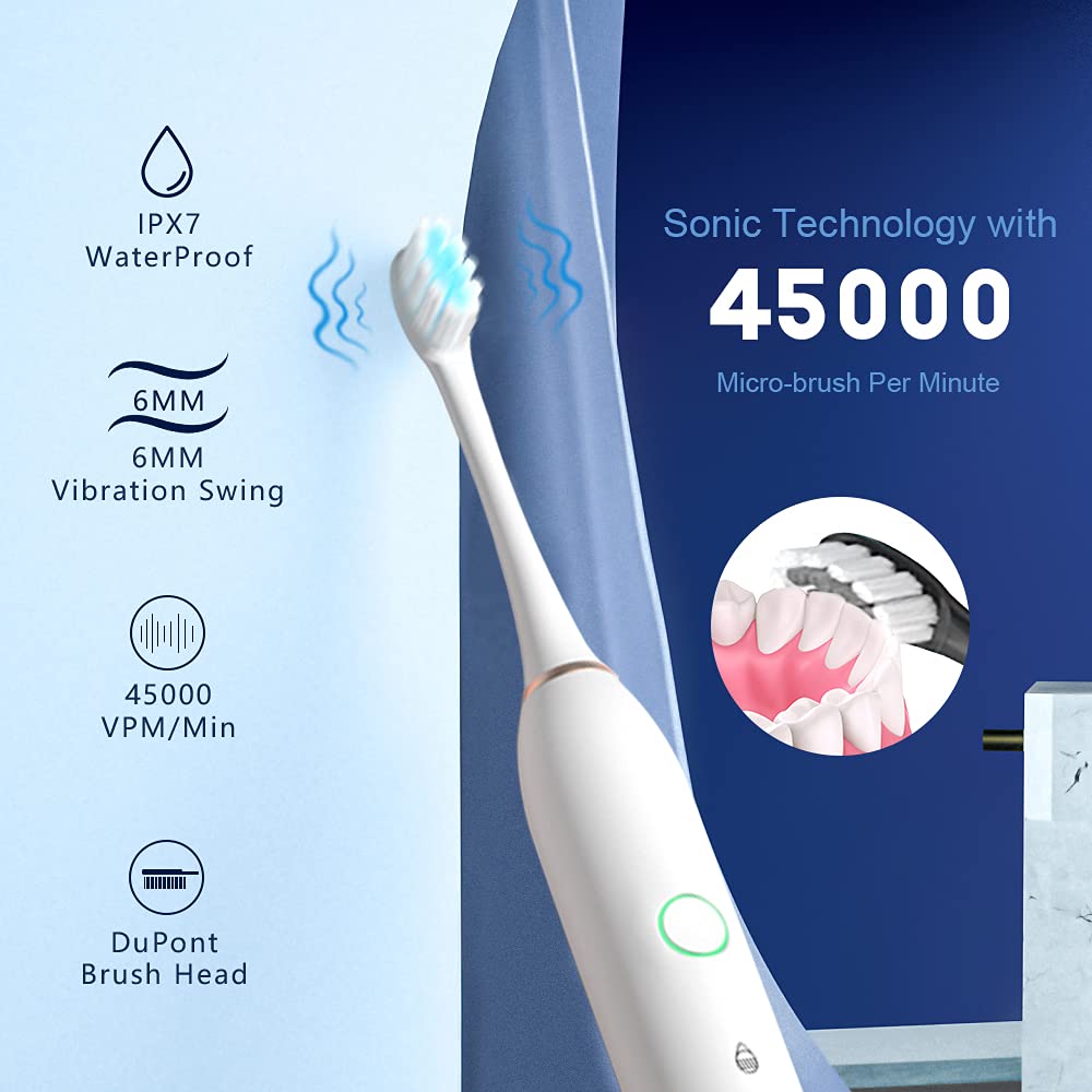 2 Pack Rechargeable Electric Toothbrushes with 8 Brush Heads J21752