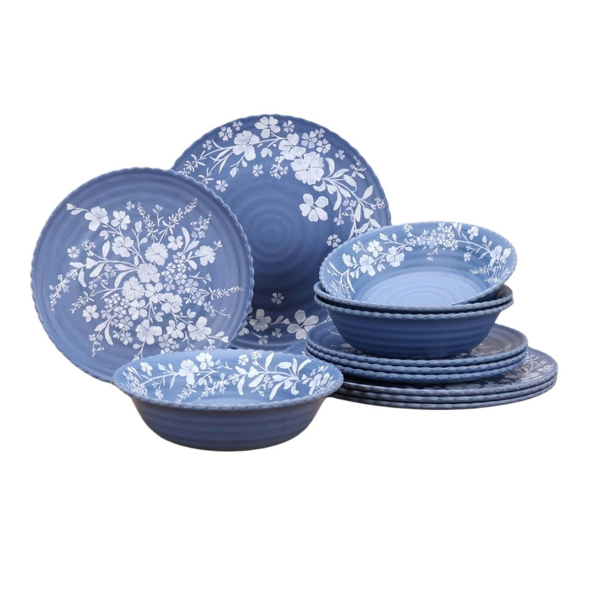 12 Piece Blue Bamboo Melamine Dinnerware Set S988