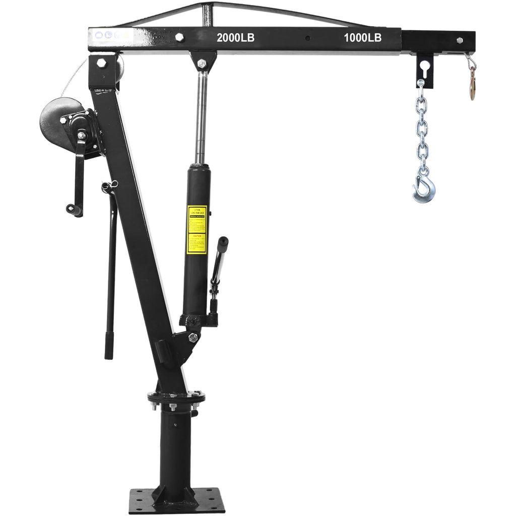 Hydraulic Pickup Truck Crane with Hand Winch, 2000-Lb. Capacity, Adjustable Boom, 360° Pivot X32355
