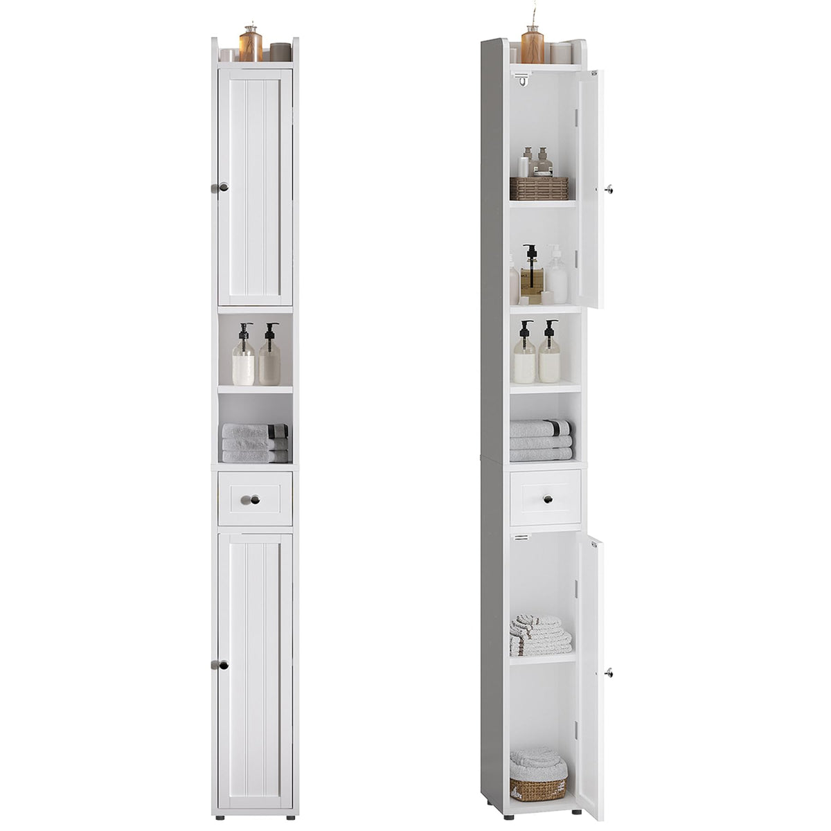 Narrow Bathroom Storage Cabinet with Drawer Q37860