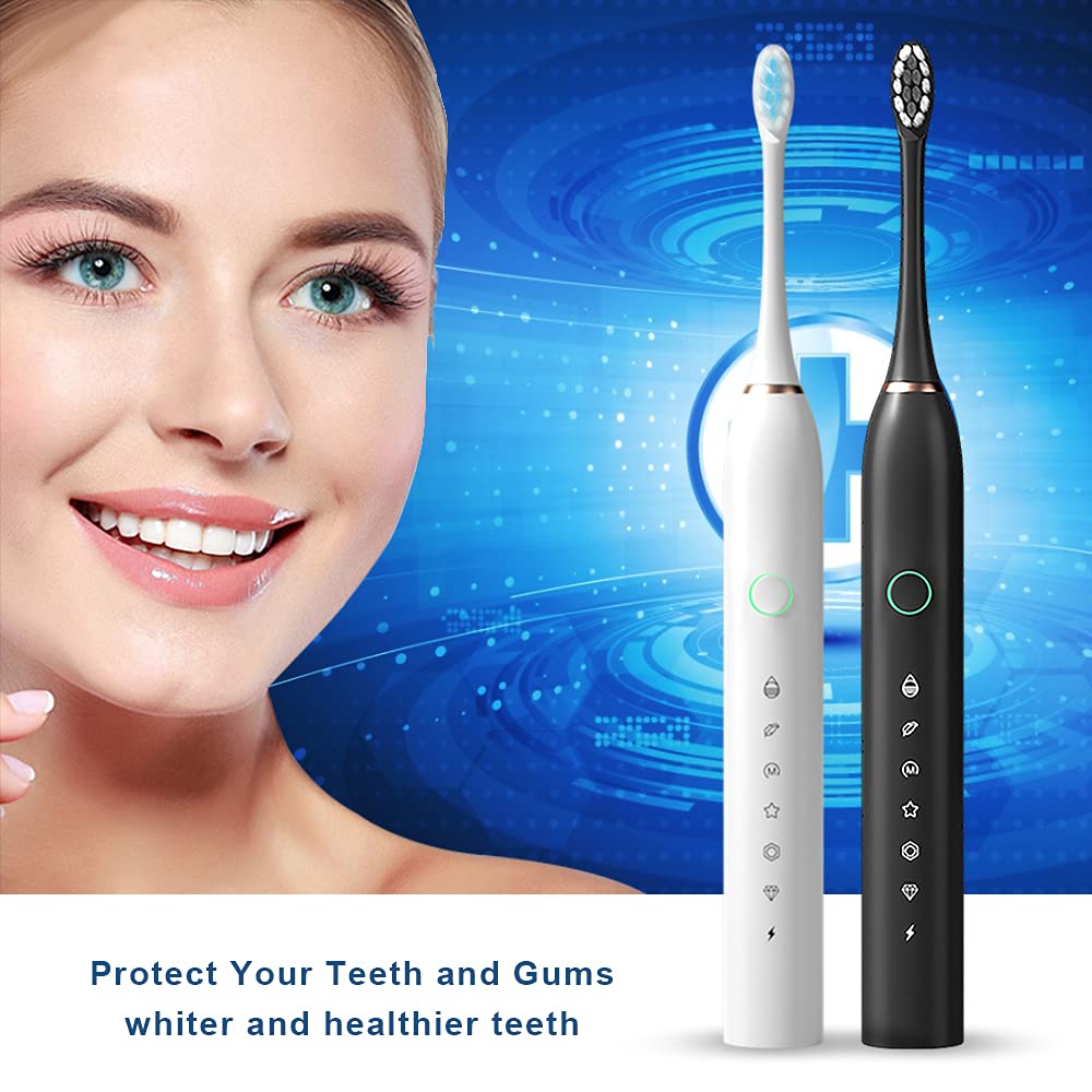 2 Pack Rechargeable Electric Toothbrushes with 8 Brush Heads J21752