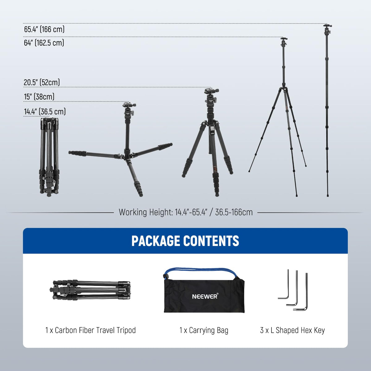 Carbon Fiber Camera Tripod Monopod 65" Lightweight Compact Travel DSLR Video Stand 360° Ball Head 13.2 lbs S8242