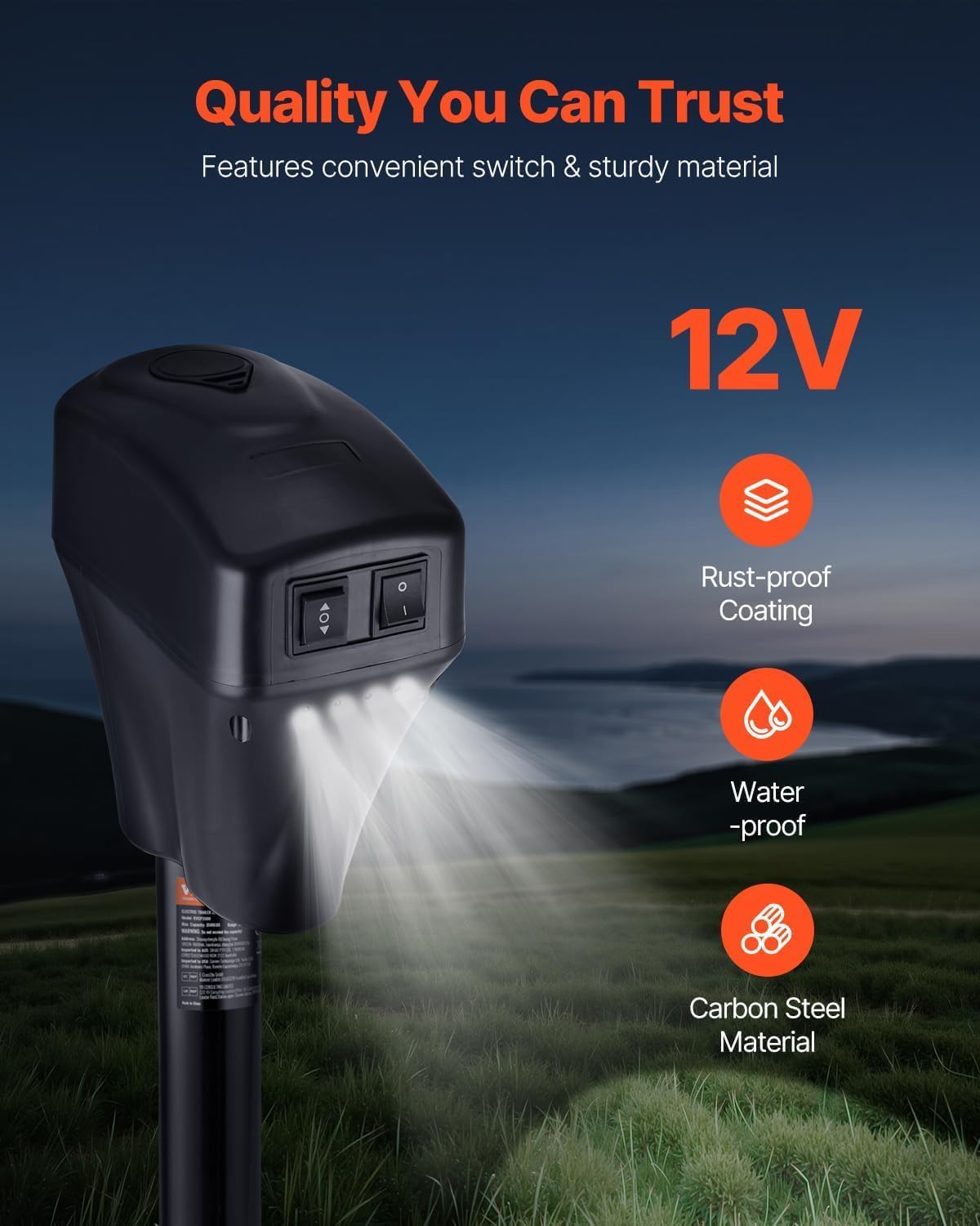12v DC Electric Tongue Jack with Waterproof Cover K6655
