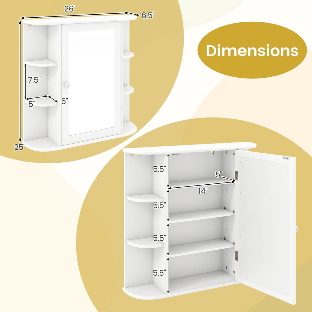 White Wall Mounted Medicine Cabinet with Mirror R365854
