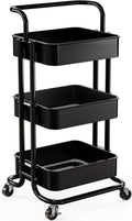 3 Tier Rolling Cart with Handle & 2 Lockable Wheels H5091