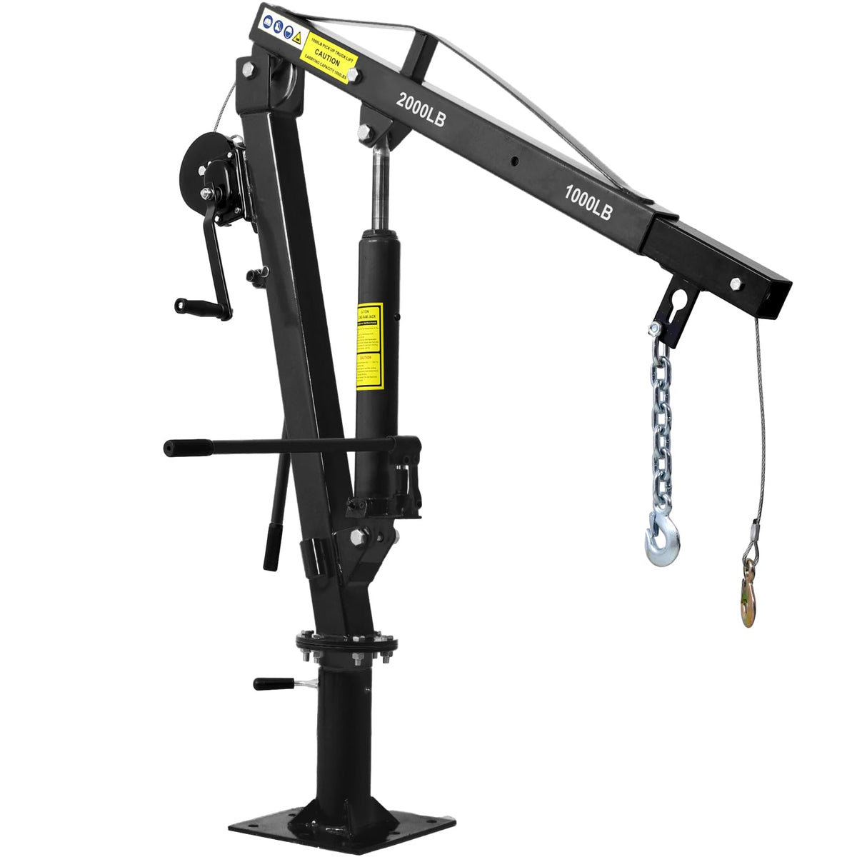Hydraulic Pickup Truck Crane with Hand Winch, 2000-Lb. Capacity, Adjustable Boom, 360° Pivot X32355