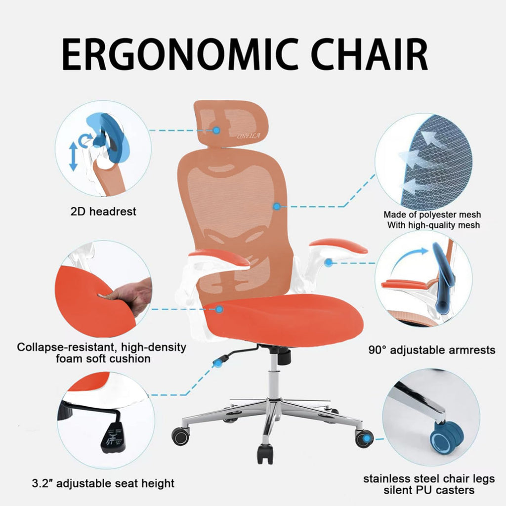 Ergonomic Breathable Mesh Office Chair with Flip-Up Arms A197067