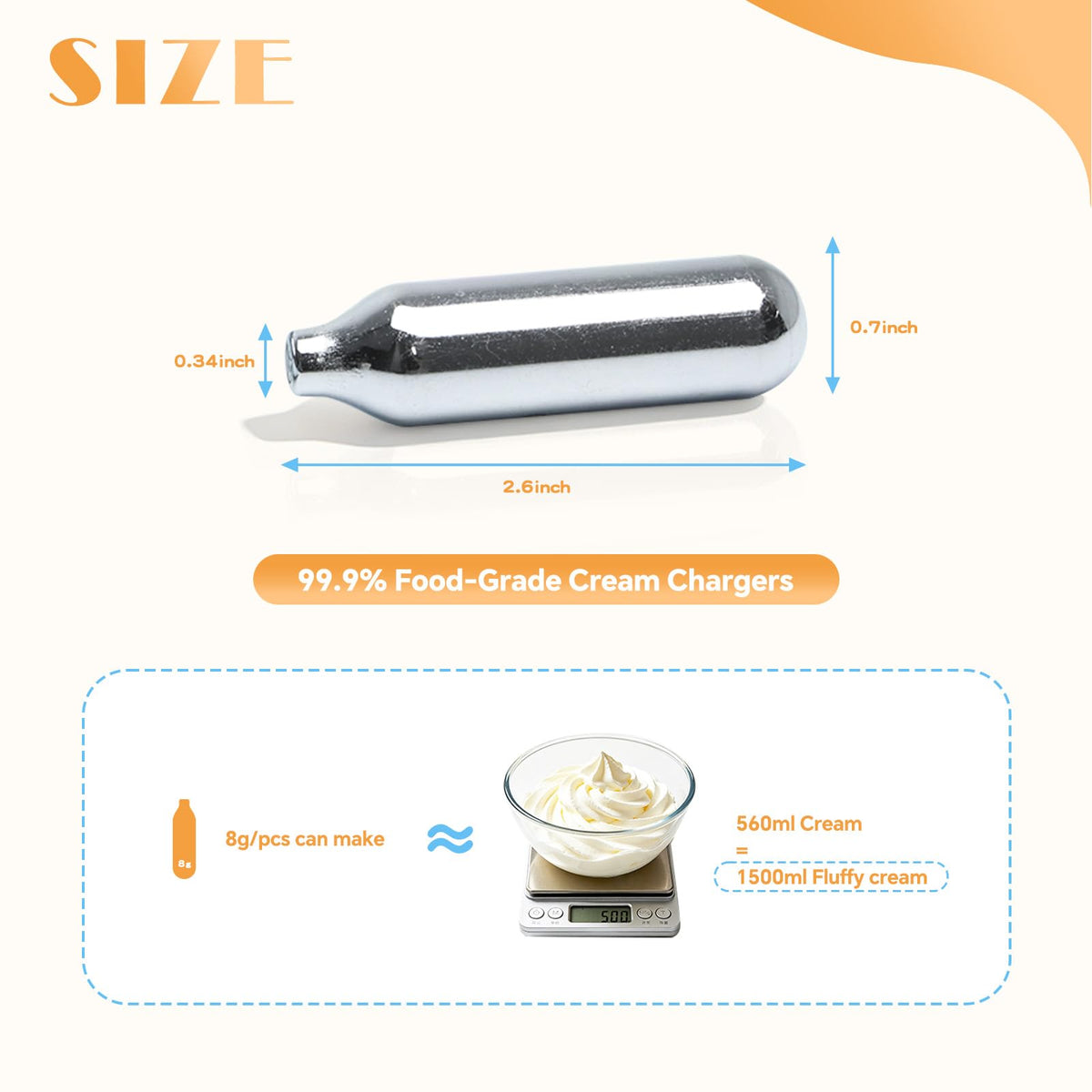 8g Whipped Cream Chargers Food Grade X72454