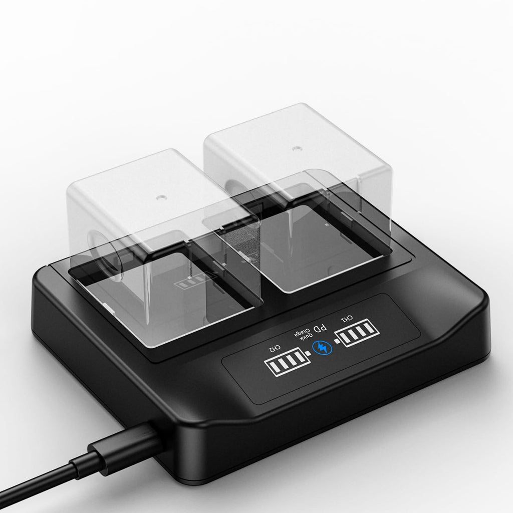 18W PD LCD USB Dual Battery Charger T3649