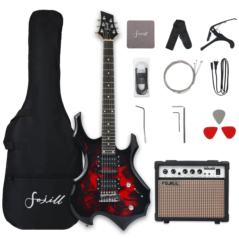 Fire Red Electric Guitar Kit Set with 20W Amplifier W4188