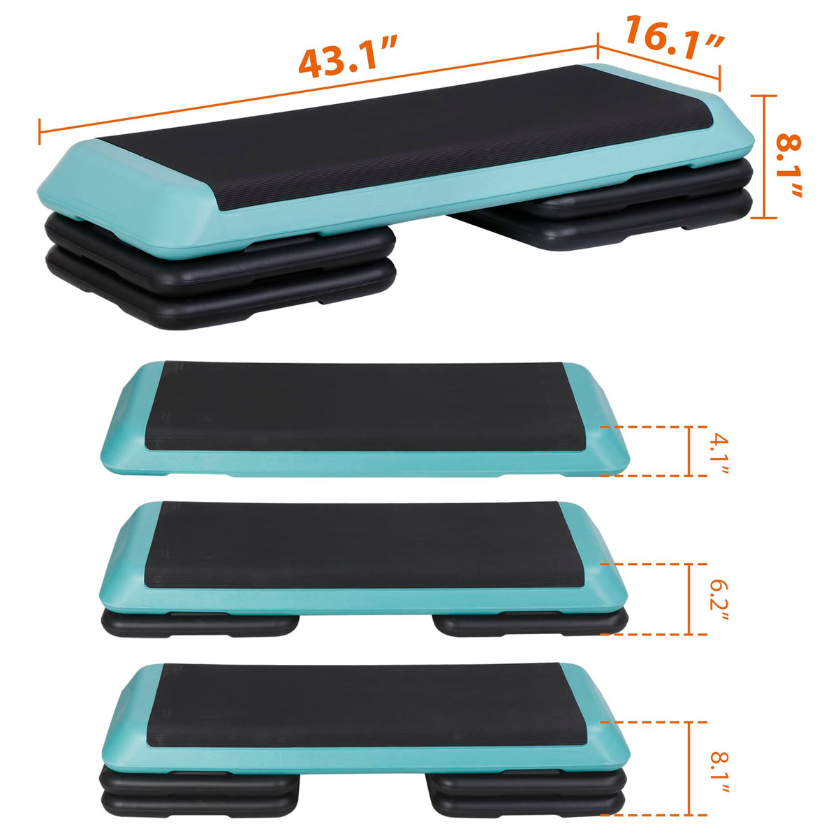 43 Inch Adjustable Aerobic Stepper with 4 Risers K451836