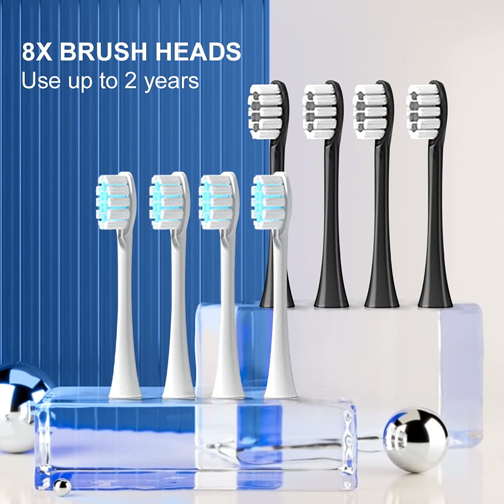2 Pack Rechargeable Electric Toothbrushes with 8 Brush Heads J21752