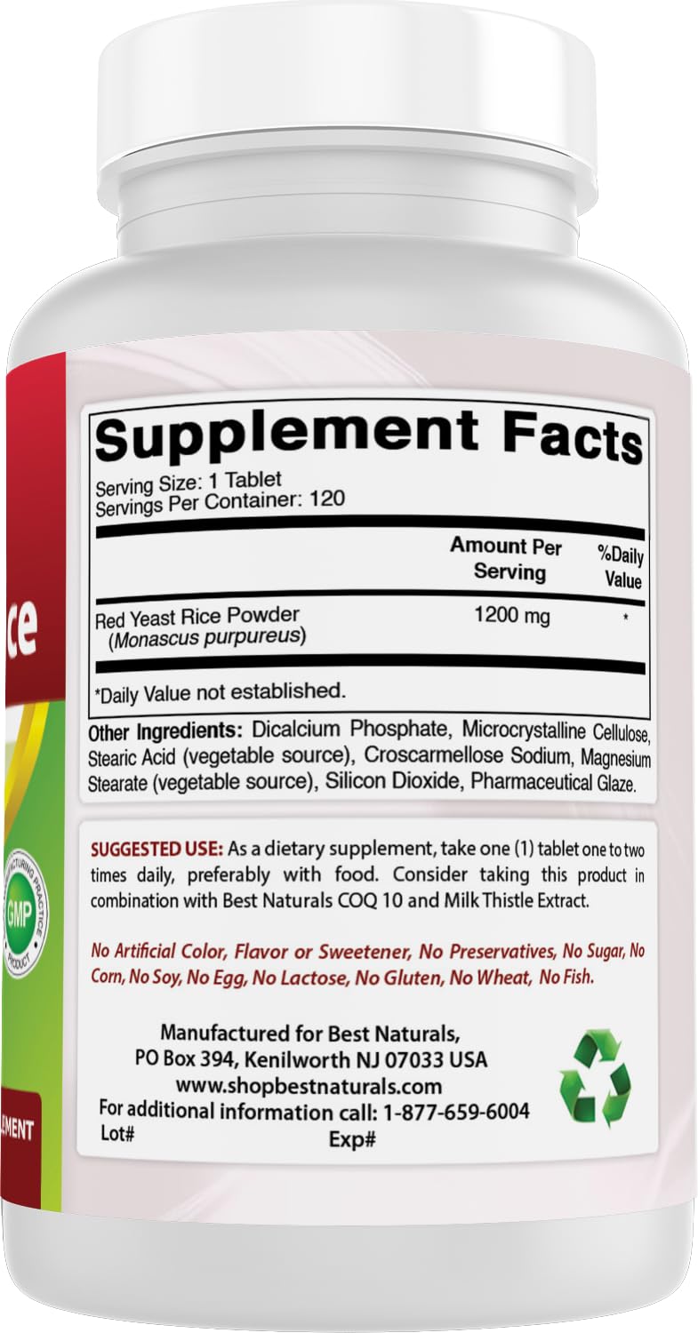 Red Yeast Rice 1200 mg 120 Tablets Pack of 2 C2287