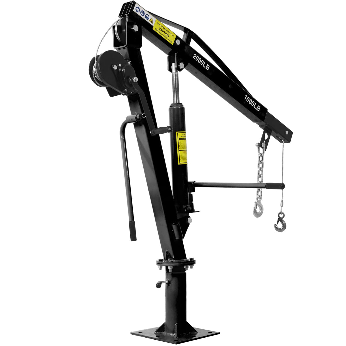 Hydraulic Pickup Truck Crane with Hand Winch, 2000-Lb. Capacity, Adjustable Boom, 360° Pivot X32355