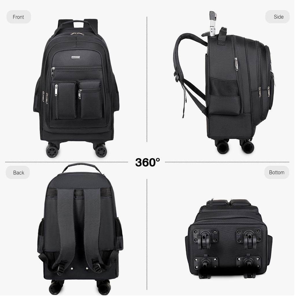 Rolling Backpack with Silent Wheels Black X203