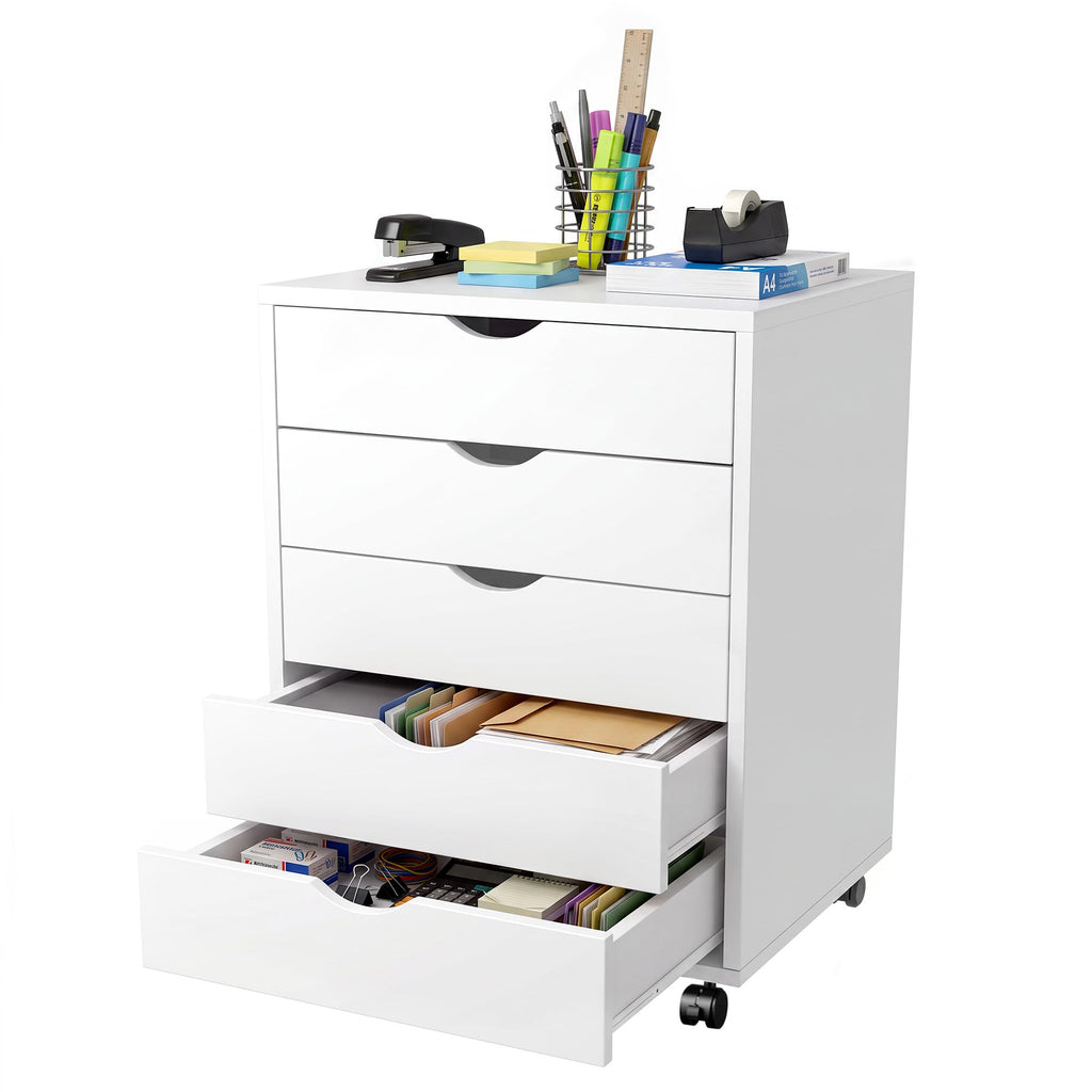 White 5 Drawer Rolling Storage Cabinet C607
