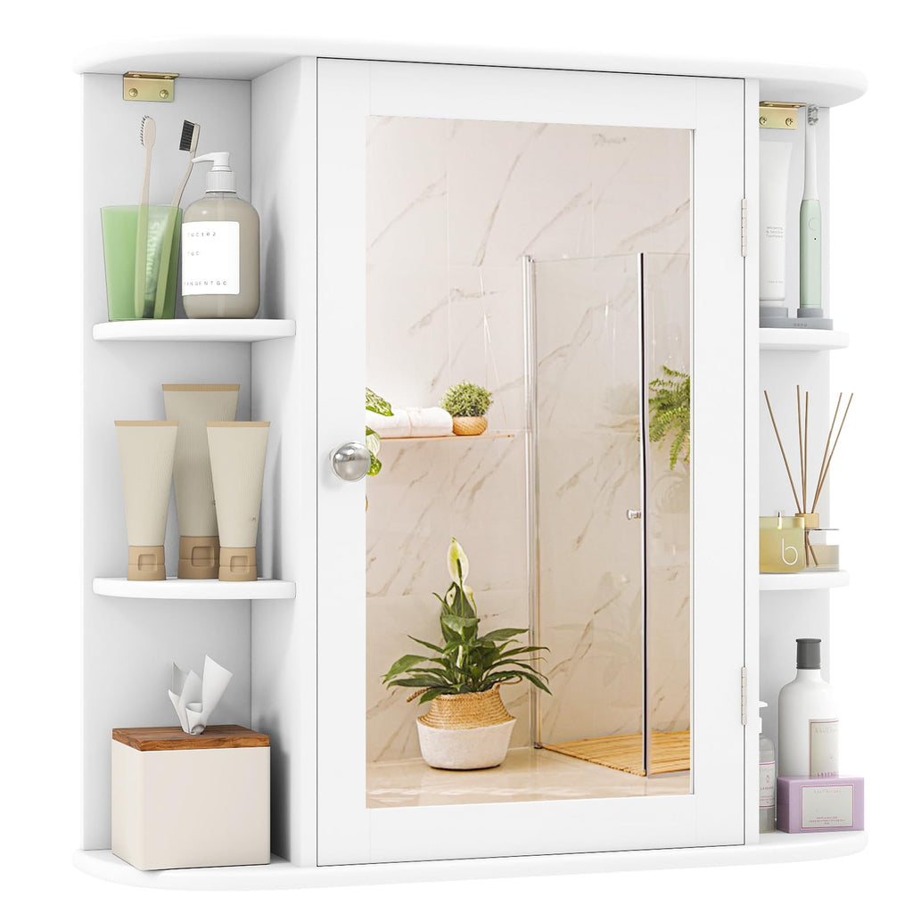 White Wall Mounted Medicine Cabinet with Mirror R365854