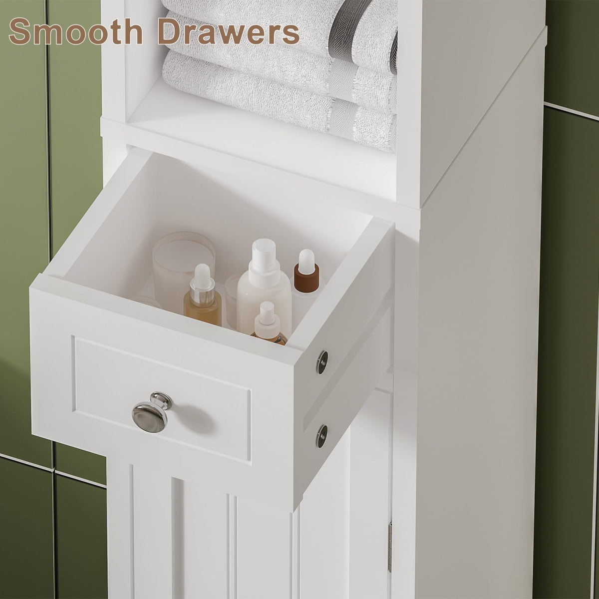 Narrow Bathroom Storage Cabinet with Drawer Q37860