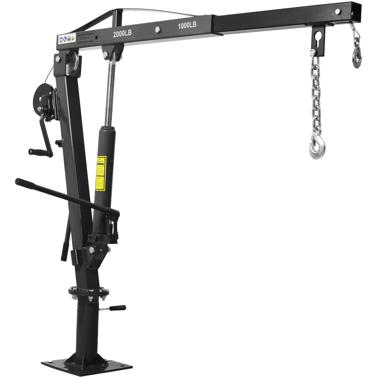 Hydraulic Pickup Truck Crane with Hand Winch, 2000-Lb. Capacity, Adjustable Boom, 360° Pivot X32355