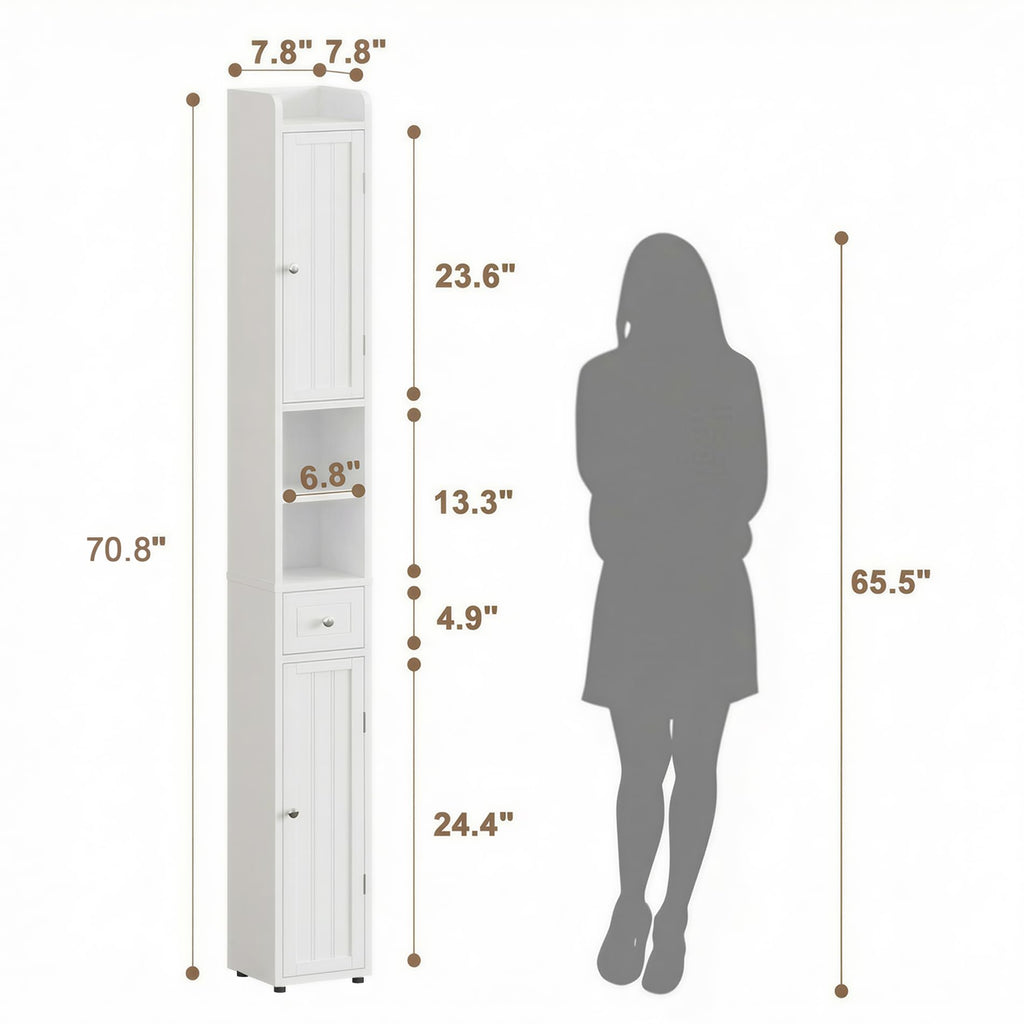 Narrow Bathroom Storage Cabinet with Drawer Q37860