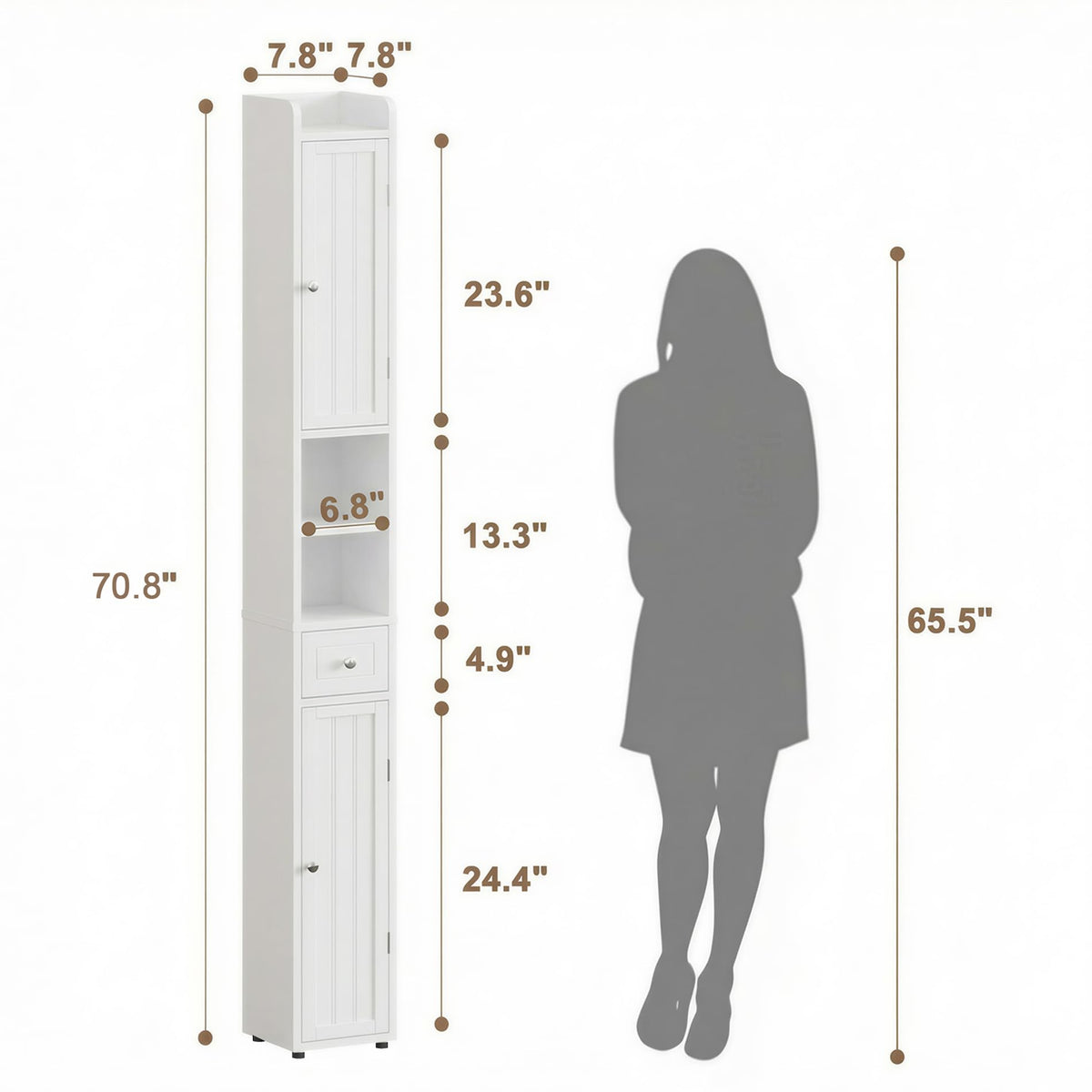 Narrow Bathroom Storage Cabinet with Drawer Q37860