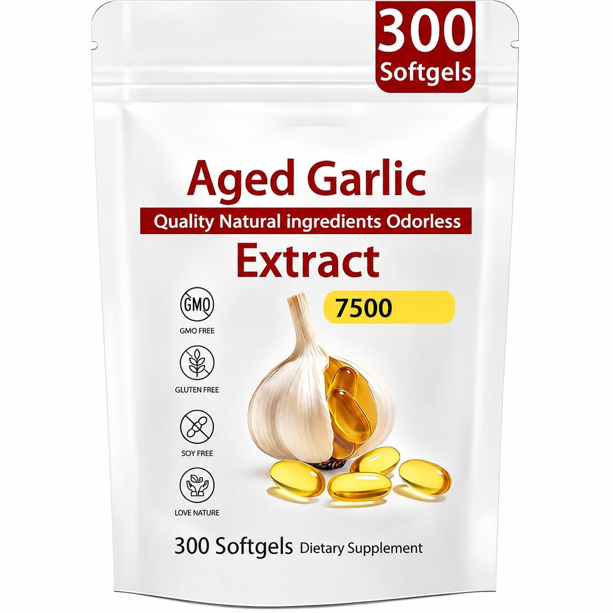 Odorless Organic Garlic Extract Capsules 300 Softgels W852