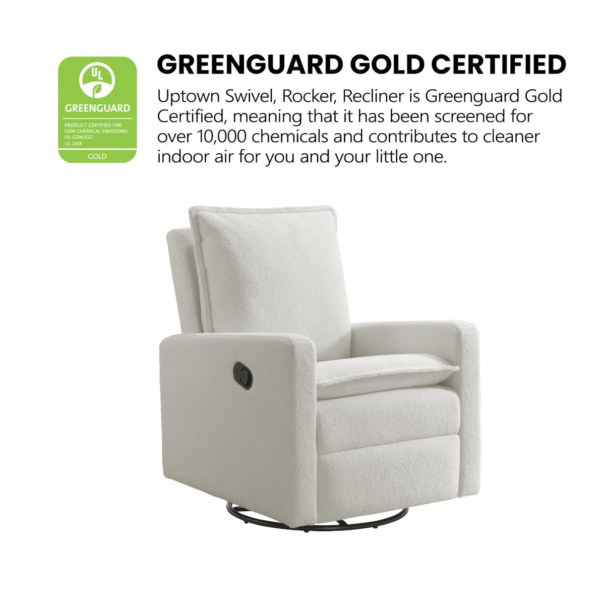 White Boucle Swivel Glider Recliner B7752