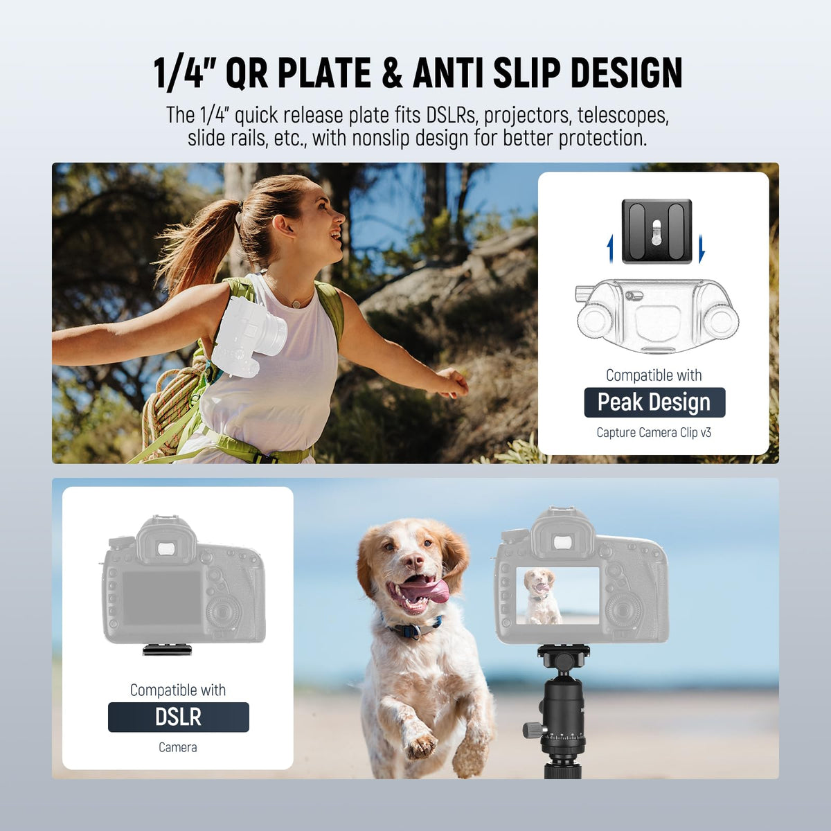 Carbon Fiber Camera Tripod Monopod 65" Lightweight Compact Travel DSLR Video Stand 360° Ball Head 13.2 lbs S8242