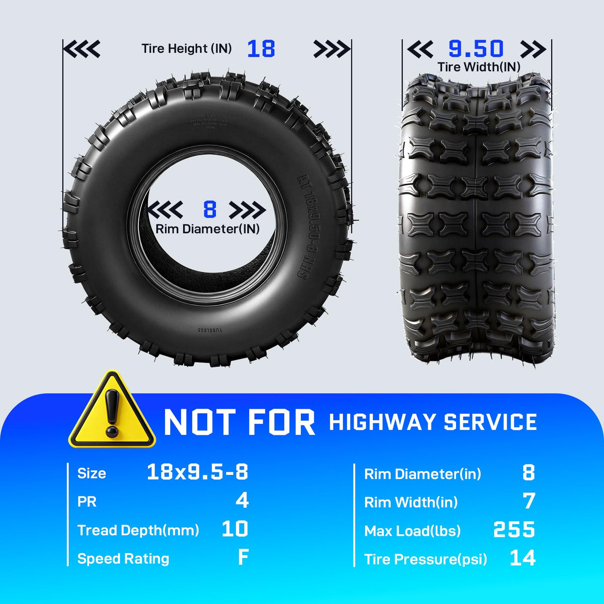18x9.5-8 All-Terrain ATV/UTV Tires Set of 2 D665047