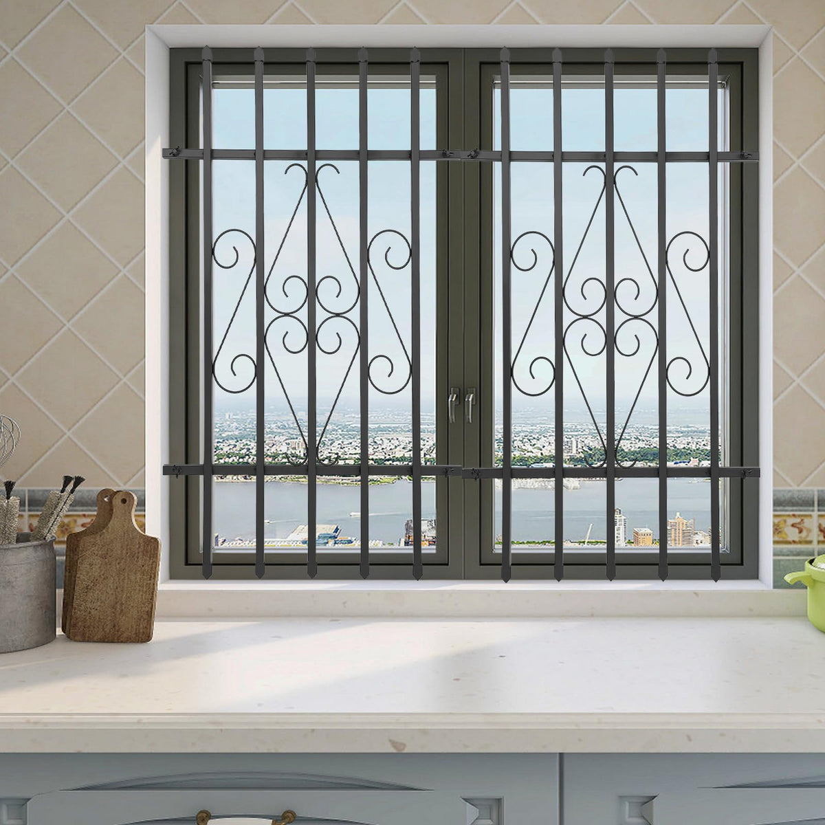 Window Security Bars Rust Resistant 24 x 36in Y759