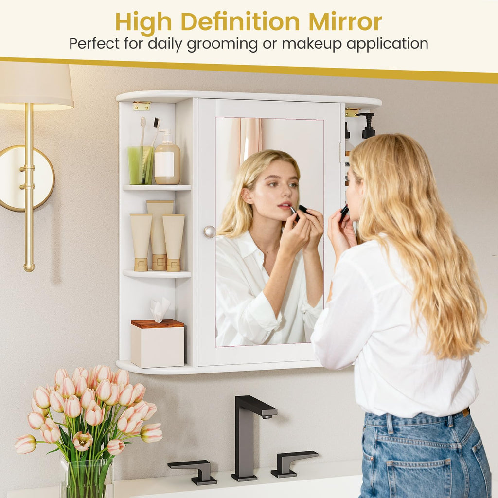 White Wall Mounted Medicine Cabinet with Mirror R365854
