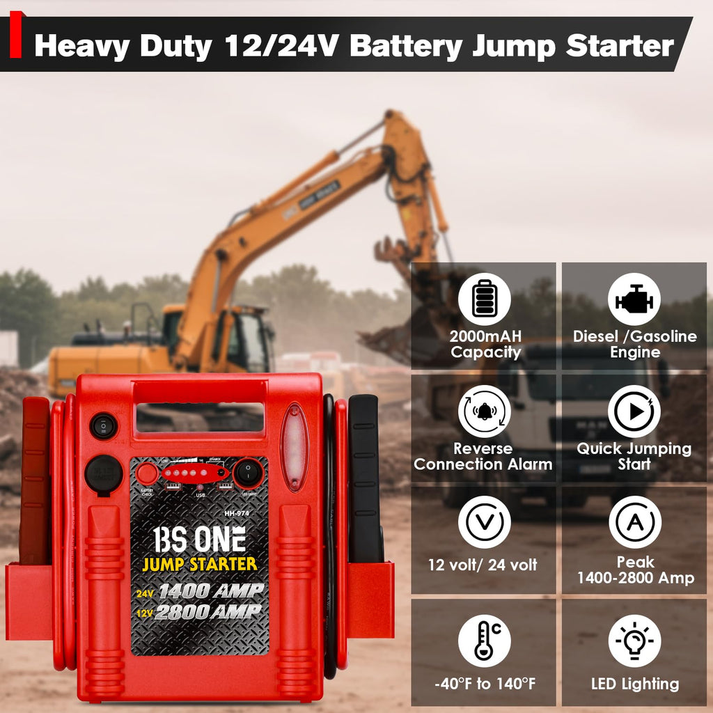 24V / 12V Heavy Duty Jump Starter with USB/DC Output and LED Light P616