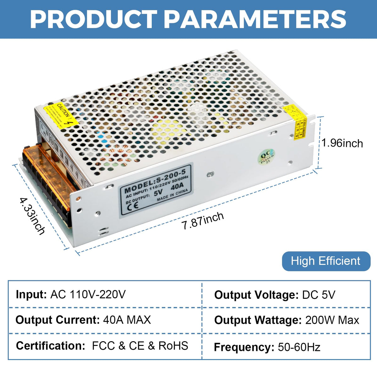 5V 40A Switching Power Supply Q10118