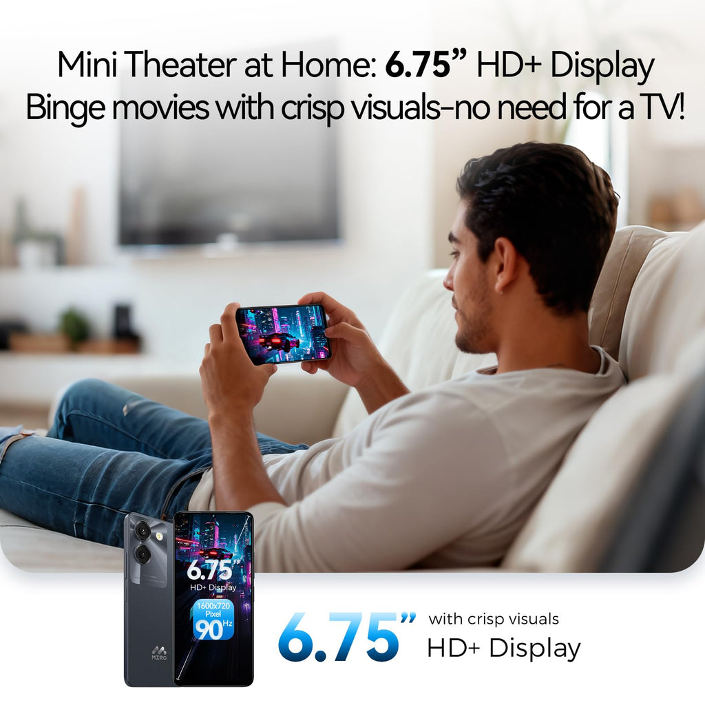 Ultra-Light 6.75" Big Screen 4G+64GB 13MP Dual Camera 4900mAh Android 14 Dual SIM Smartphone N433147