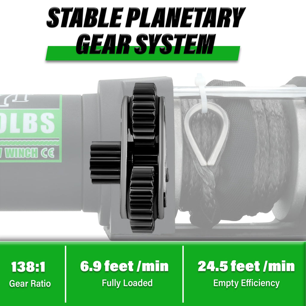 3000 lb 12V DC Electric Winch with Synthetic Rope F5086