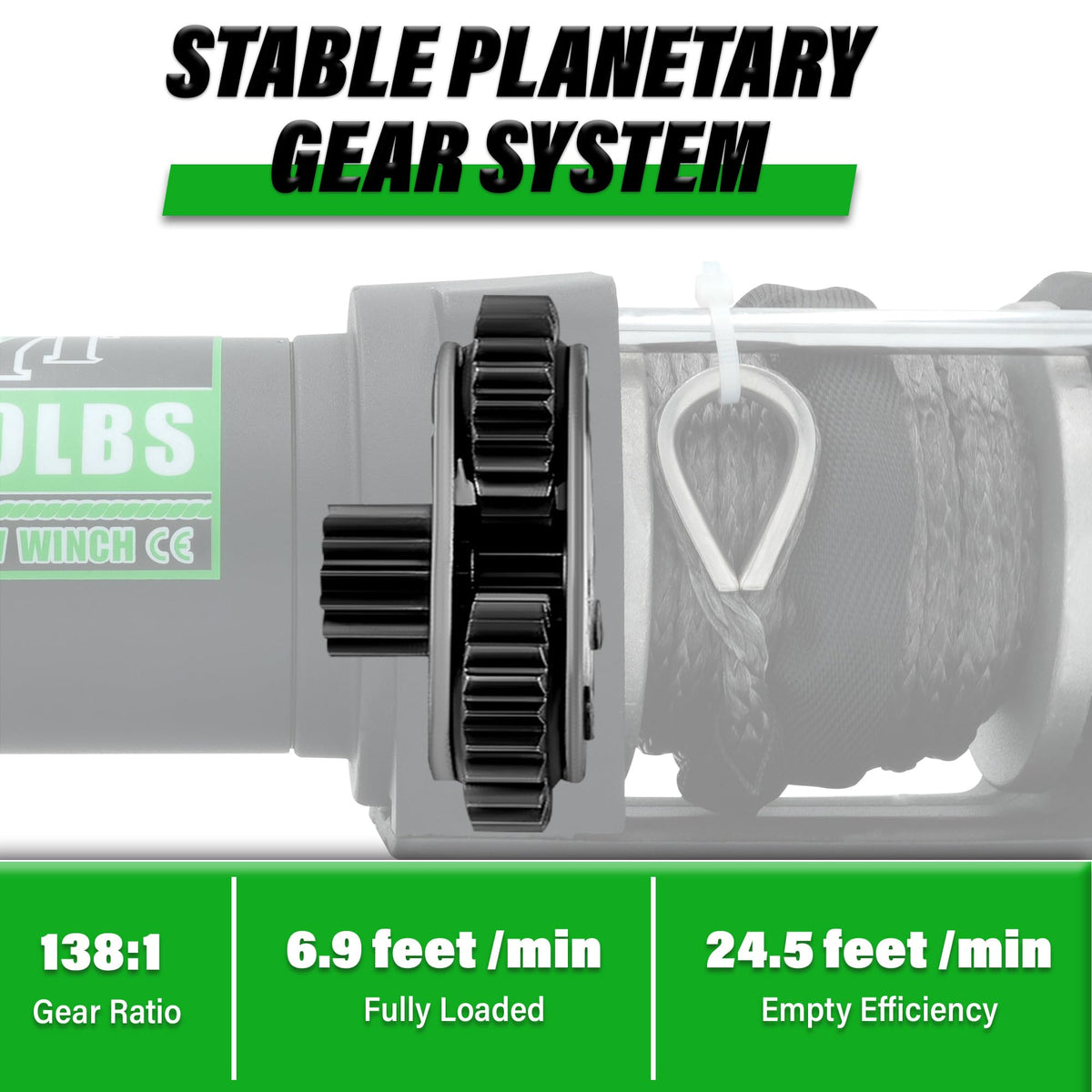 3000 lb 12V DC Electric Winch with Synthetic Rope F5086