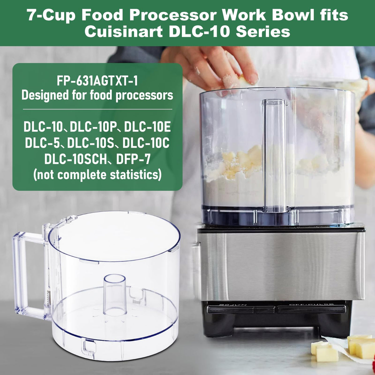 Food Processor Work Bowl 7-Cup with 4 Locking Tabs T5614
