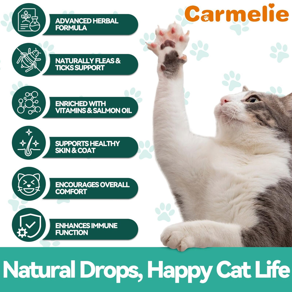 Flea and Tick Prevention for Cat with Vitamins Fish Oil 2 fl oz S2598
