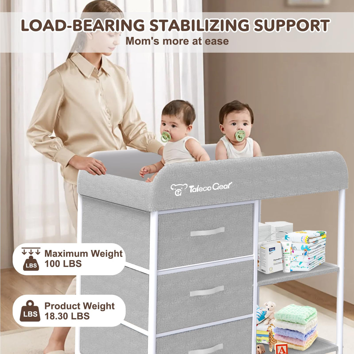 Portable Baby Changing Table with 3 Storage Baskets P317907