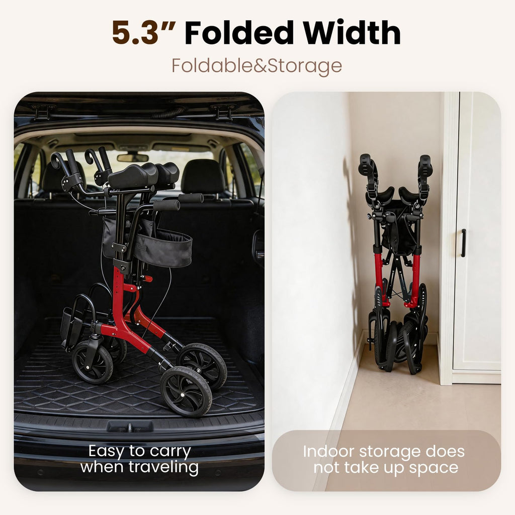 Foldable Lightweight Upright Walker with Seat Armrest Pedal X317
