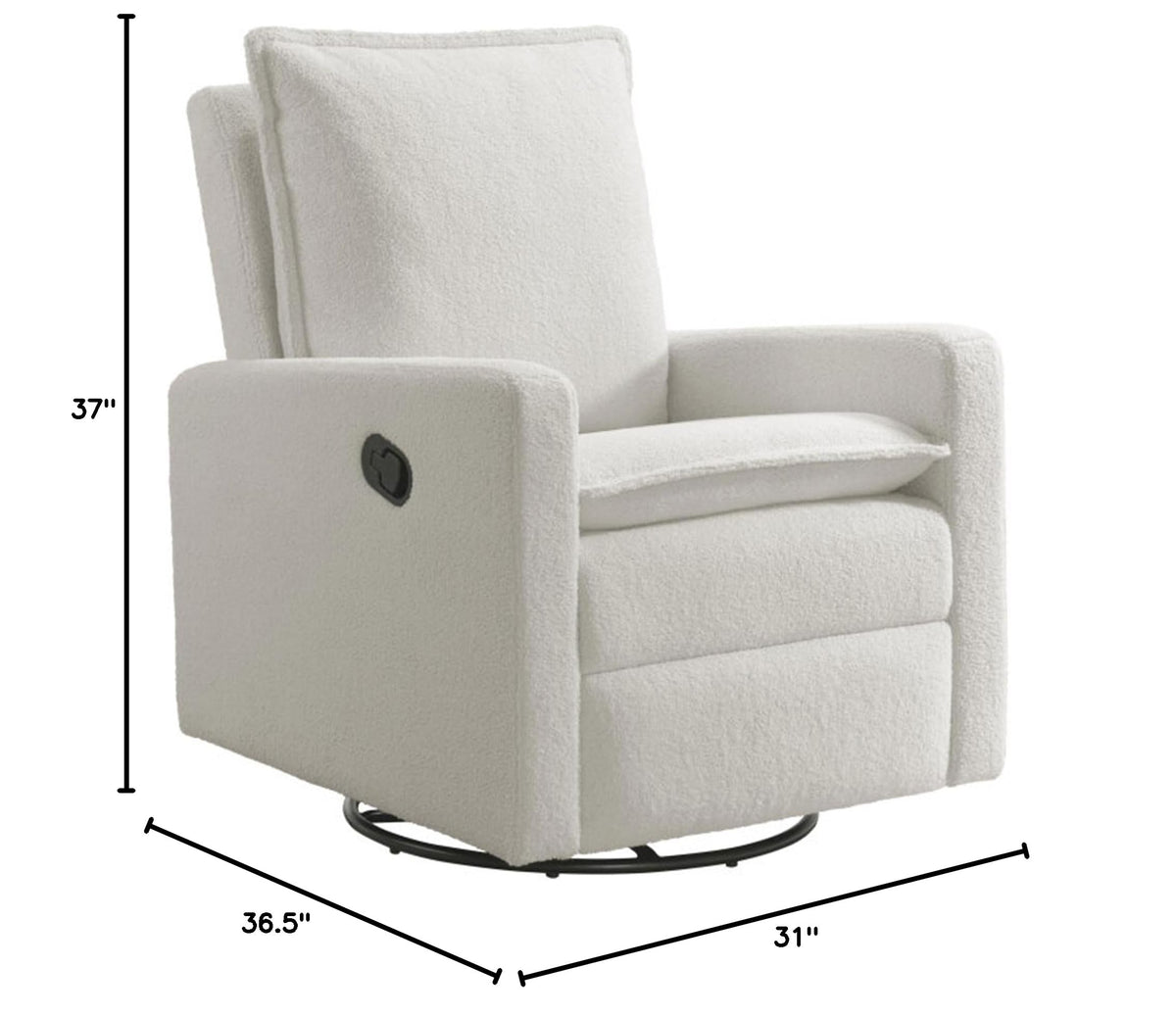 White Boucle Swivel Glider Recliner B7752