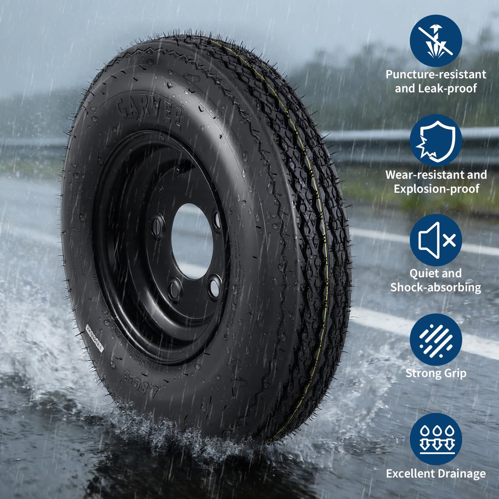 2-Pack Trailer Tire on Rim 4.80-8 4 Lug Black D213929